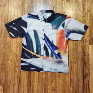 Nike Mens Resort Dri FIT Hawaiian Mesh Button Shirt Size M